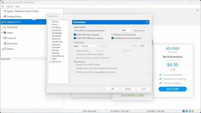 uTorrent Pro free for pc latest version